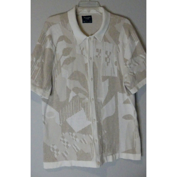 Abercrombie & Fitch Men's SS Button Front Sweater LG Neutral Academia Abstract - Picture 4 of 9